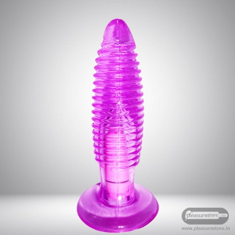 Purple Jelly Anal Vibrating Butt Plug With Suction Cup AD-024