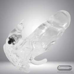 Triple Pleasure Vibrating Rabbit Penis Sleeve PES-028