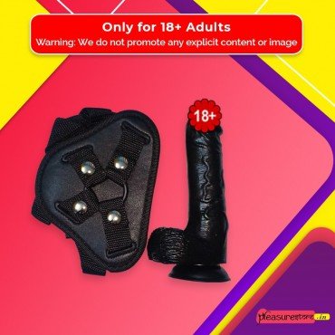 Strap On Dildo Harness with Big Black Dildo Vibrator SO-027